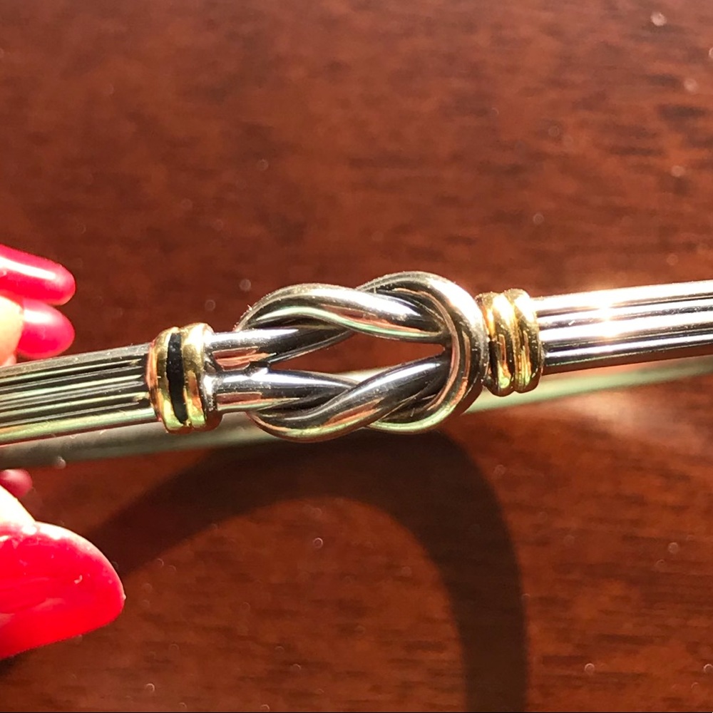 Vintage DY Silver and Yellow Gold Clasp Bangle